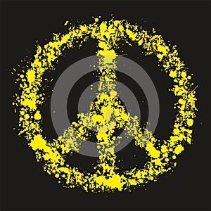 Grunge peace symbol - pacific, vector illustration