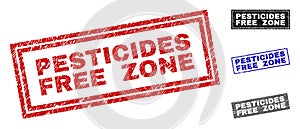 Grunge PESTICIDES FREE ZONE Scratched Rectangle Stamp Seals