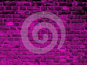 Grunge pink purple black brick wall aged block mansory surface urban construction background for web and print