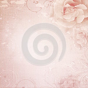 Grunge pink  wedding background with roses