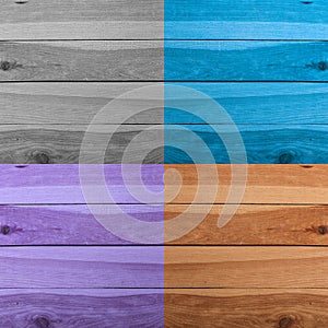 Grunge plank wood texture background. Collage of wooden surfaces