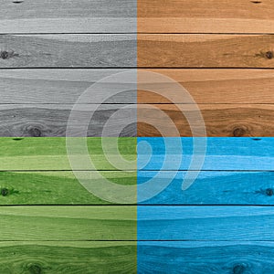 Grunge plank wood texture background. Collage of wooden surfaces