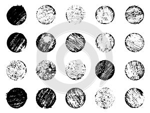 Grunge post Stamps Collection, circles. Banners, logos, Icons, labels and badges set . Vector distressed texture shapes
