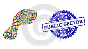 Grunge Public Sector Seal and Multicolored Mosaic Spot