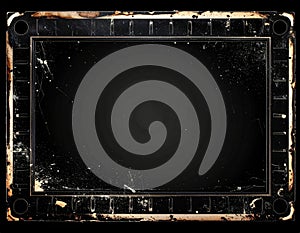 Grunge Rectangular Frame with Distressed Texture on a Black Background