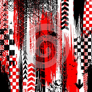 Grunge red and black tire background