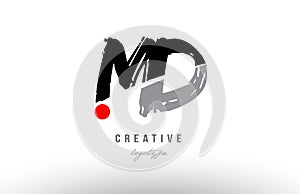 grunge red dot md m d alphabet letter logo combination design
