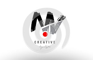 grunge red dot nv n v alphabet letter logo combination design