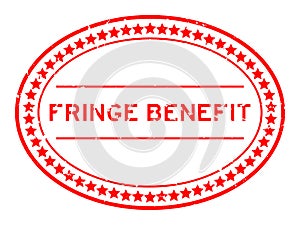 Grunge red fringe benefit word oval rubber stamp on white background
