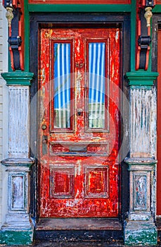 Grunge Red Wooden Door