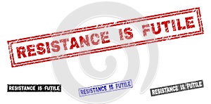 Grunge RESISTANCE IS FUTILE Textured Rectangle Stamps