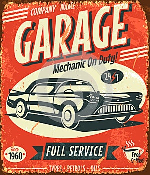 Grunge retro car service sign