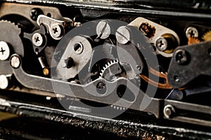 Grunge retro vintage background. gears from old mechanism