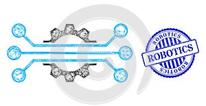 Grunge Robotics Badge and Net Hitech Industry Web Mesh