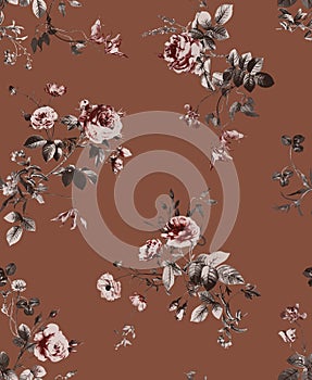 Grunge roses on a terracotta background
