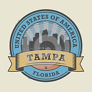 Grunge rubber stamp or label with name of Tampa, Florida