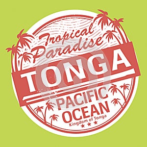 Grunge rubber stamp or label with the name of Tonga