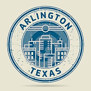 Grunge rubber stamp or label with text Arlington, Texas photo