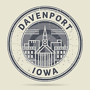 Grunge rubber stamp or label with text Davenport, Iowa photo