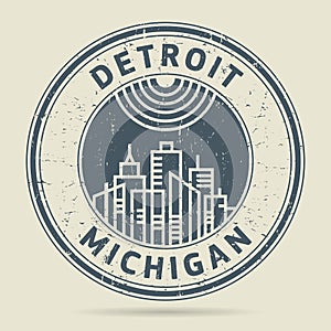 Grunge rubber stamp or label with text Detroit, Michigan