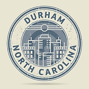 Grunge rubber stamp or label with text Durham, North Carolina