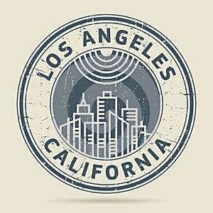 Grunge rubber stamp or label with text Los Angeles, Califronia photo