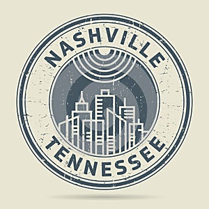 Grunge rubber stamp or label with text Nashville, Tennessee