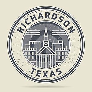 Grunge rubber stamp or label with text Richardson, Texas