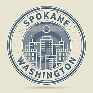 Grunge rubber stamp or label with text Spokane, Washington