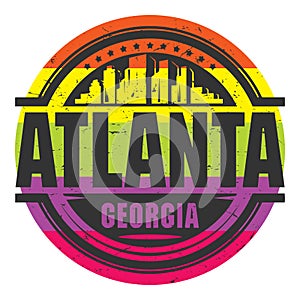 Grunge rubber stamp with name of Georgia Atlanta