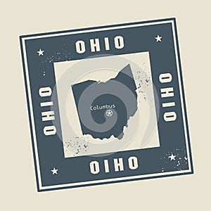 Grunge rubber stamp with name and map of Ohio, USA