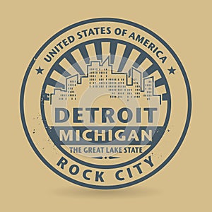 Grunge rubber stamp with name of Michigan, Detroit