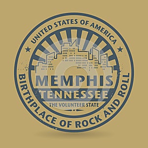 Grunge rubber stamp with name of Tennessee, Memphis