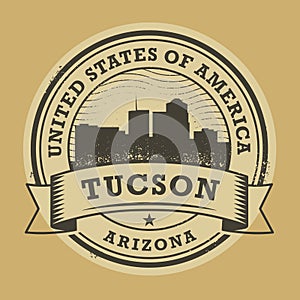 Grunge rubber stamp with name of Tucson, Arizona