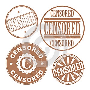 Grunge rubber stamp set with the text Censored
