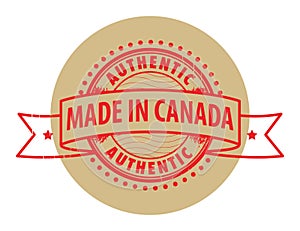 Grunge rubber stamp with the text Authentic, Made in Canada