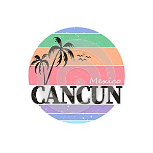 Grunge rubber stamp with text Cancun Mexico, vector illustration photo