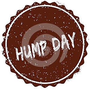 Grunge rubber stamp with the text HUMP DAY written inside the stamp