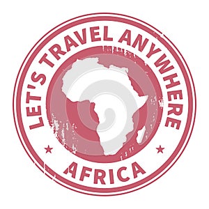 Grunge rubber stamp with the text Travel Africa written inside t