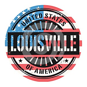 Grunge rubber stamp with the text United States of America, Louisville