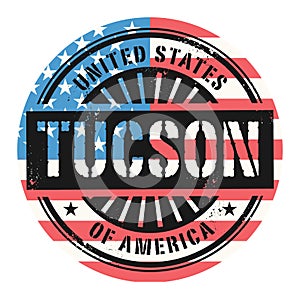 Grunge rubber stamp with the text United States of America, Tuscon