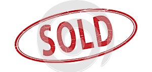 Sold red rubber stamp vector illustration