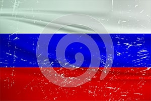 Grunge Russia flag. Russia flag with waving grunge texture.