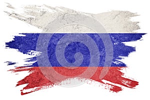 Grunge Russia flag. Russian flag with grunge texture. Brush stroke.