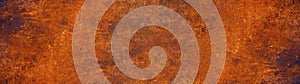 Grunge rusty scratched orange brown metal corten steel stone background texture banner panorama