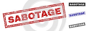 Grunge SABOTAGE Scratched Rectangle Stamp Seals