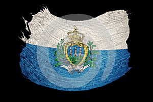 Grunge San Marino flag. San Marino flag with grunge texture. Bru