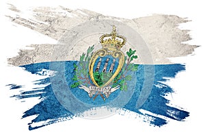 Grunge San Marino flag. San Marino flag with grunge texture. Brush stroke.