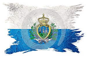 Grunge San Marino flag. San Marino flag with grunge texture. Brush stroke