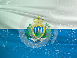 Grunge San Marino flag. San Marino flag with waving grunge texture.